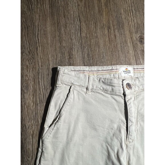 Marine Layer 7" Breeze Chino Short Mens 30 Beige Light Wash Standard Fit Preppy - Picture 2 of 9